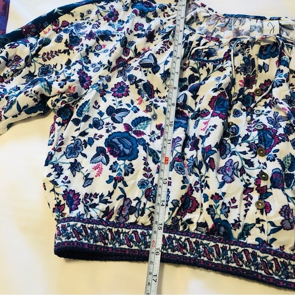 Joie Large Peasant Style Crop Top Ballon Sleeves Boho - Picture 10 of 16